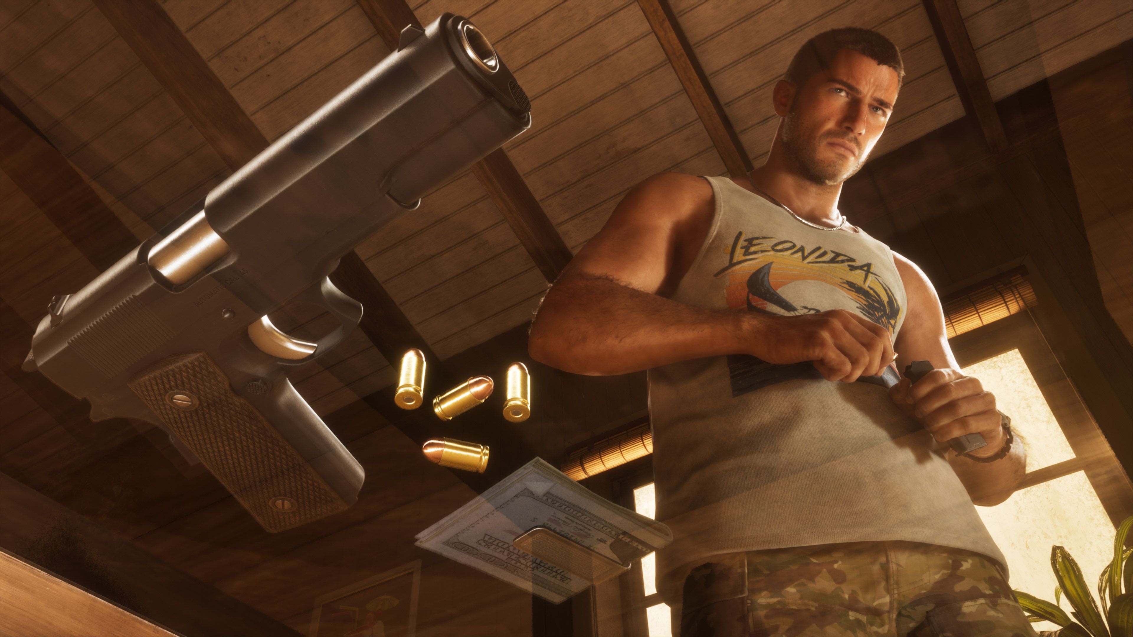 Jason Duval, junto a una pistola, llenando el cargador
