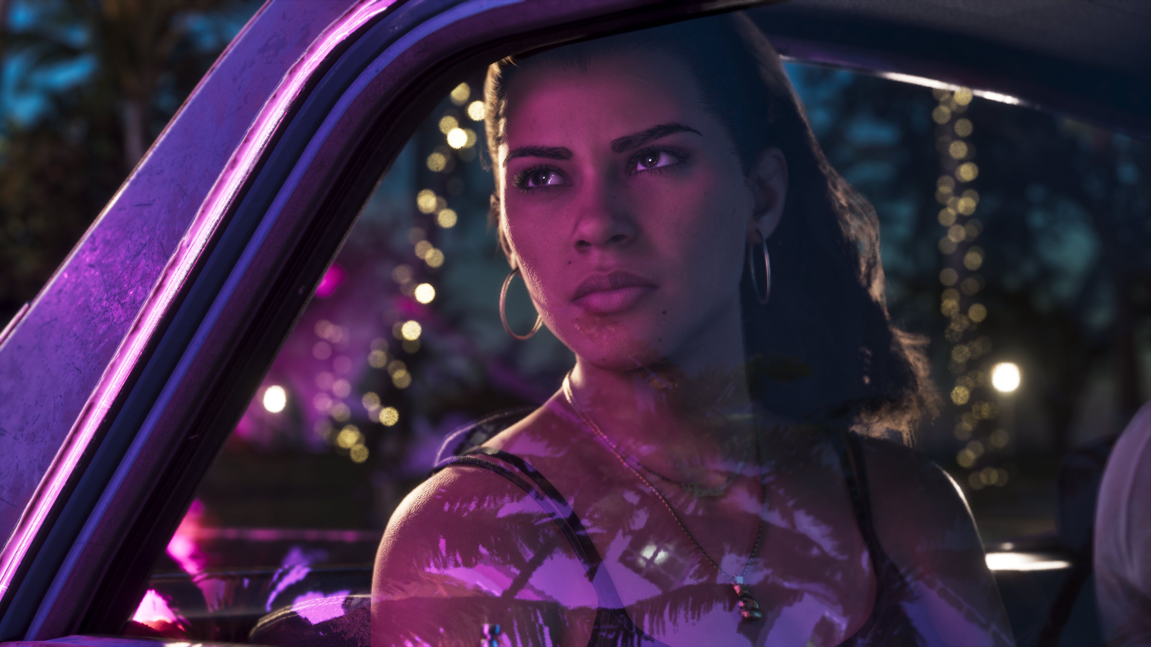 Lucia Caminos en el interior de un coche